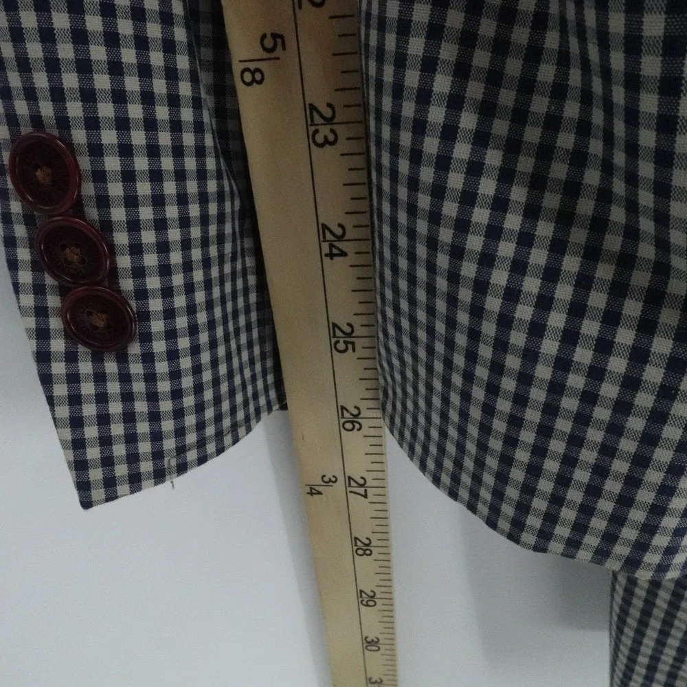 Orvis‎ Blazer Mens 52L Blue Gingham Check Sport Coat Business Casual Office